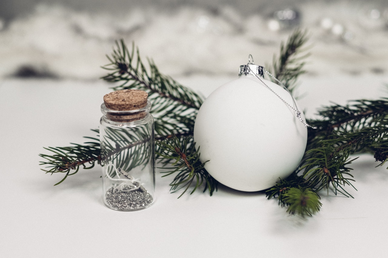 christmas silver baubles